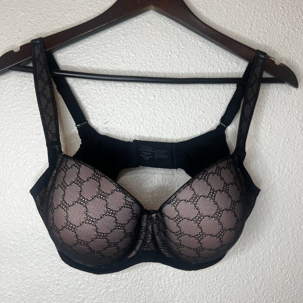 Soma 042201 Stunning Support Geo Lace Full Coverage Bra in black 36DD